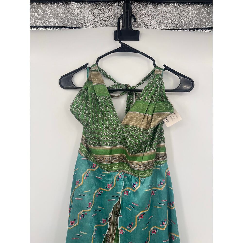 NWT NIMMI L Halter Handkerchief Midi Dress Layered Boho Fairy Hippie Floral Vaca - Picture 2 of 10